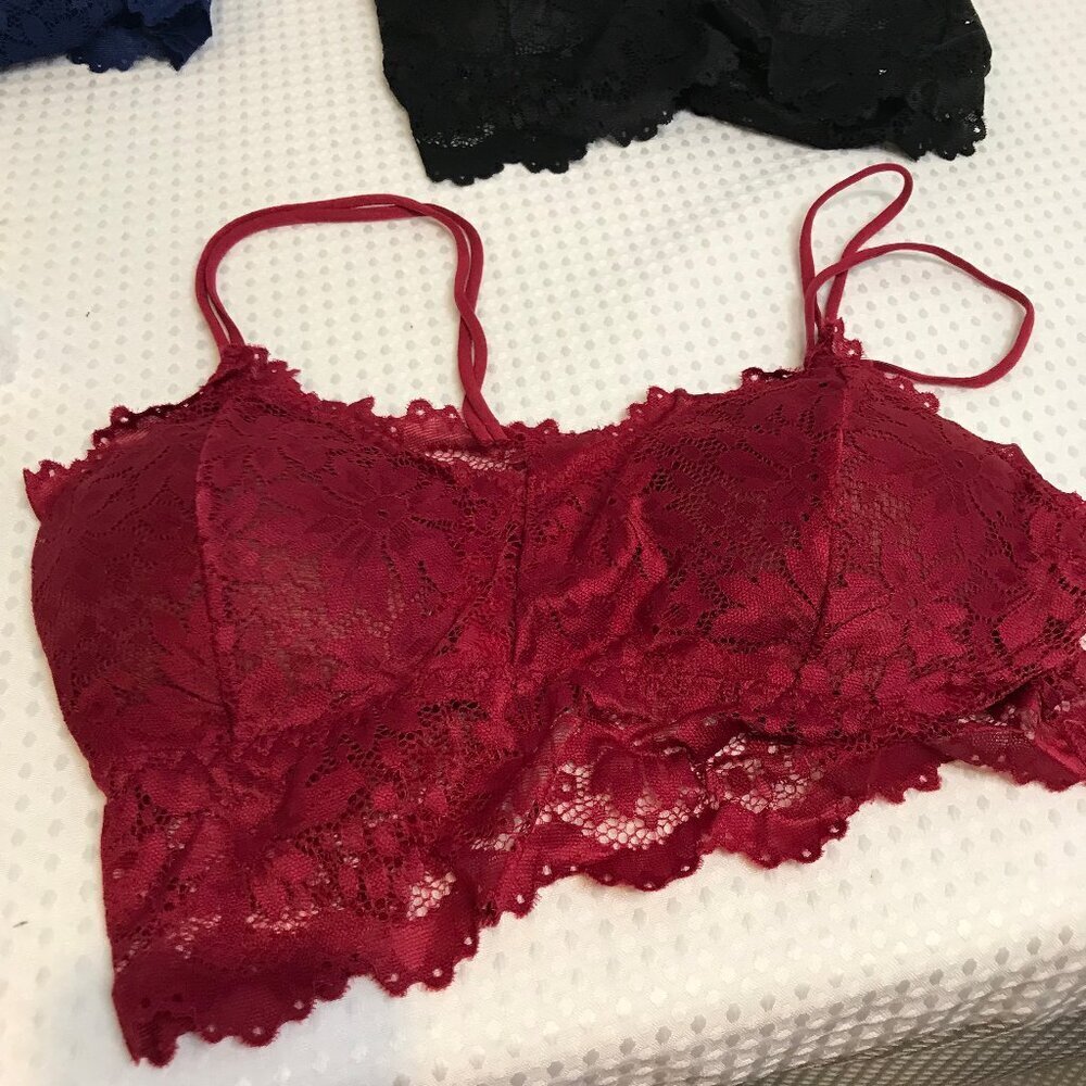 4pcs SOLID FLORAL LACE WIRELESS BRALETTE LINGERIE SIZE M - Picture 5 of 6
